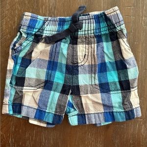 Blue plaid 6 month shorts